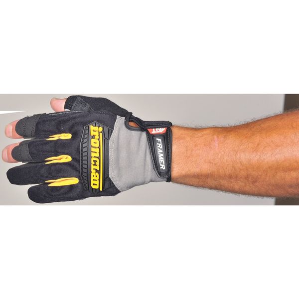 Mechanics Gloves, L, Black, Single Layer Seamless with Sewn Duraclad(TM) Patches