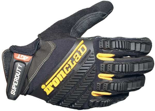 Mechanics Gloves, 2XL, Black, Single Layer Seamless with Sewn Duraclad(TM) Patches