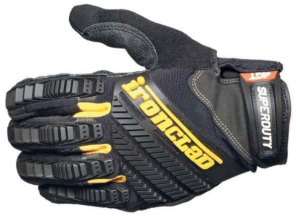 Mechanics Gloves, 2XL, Black, Single Layer Seamless with Sewn Duraclad(TM) Patches