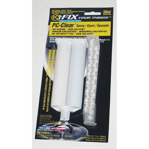 Epoxy Adhesive, PC-Clear Series, Clear, 1:01 Mix Ratio, 1 hr Functional Cure, Dual-Cartridge