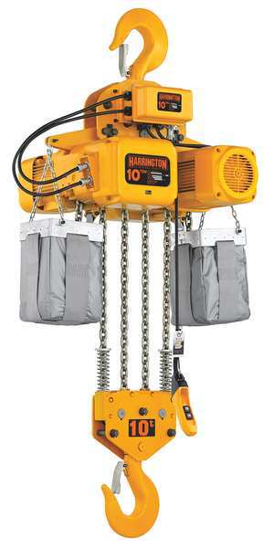 Electric Chain Hoist, 20,000 lb, 15 ft, Hook Mounted - No Trolley, Yellow