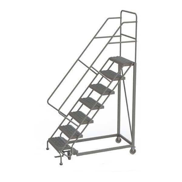 106 in H Steel Rolling Ladder, 7 Steps
