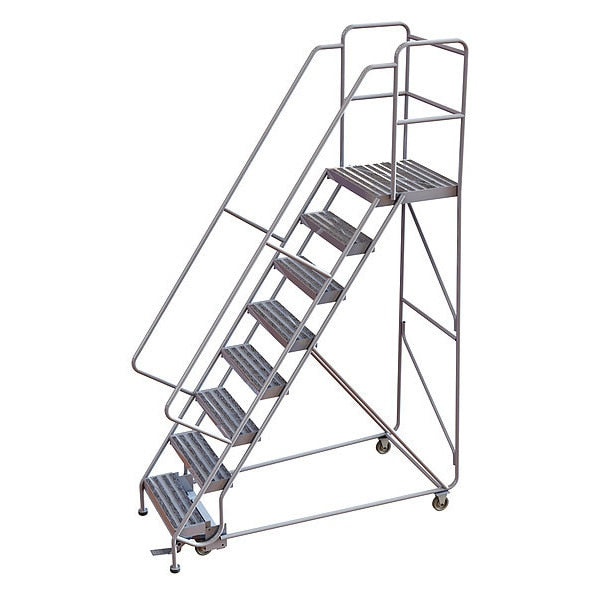112 in H Aluminum Rolling Ladder, 8 Steps