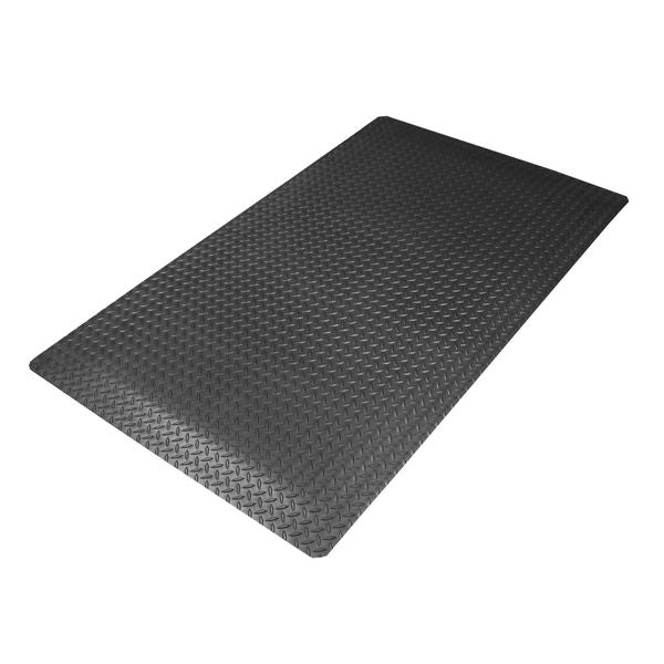 Antifatigue Mat, Black, 5 ft. L x 3 ft. W, Vinyl Surface With Dense Closed PVC Foam Base, 3/4