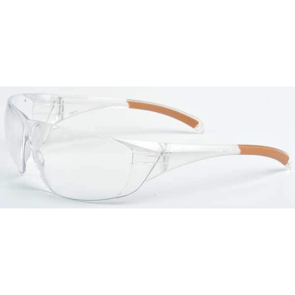 Safety Glasses, Wraparound Clear Polycarbonate Lens, Scratch-Resistant