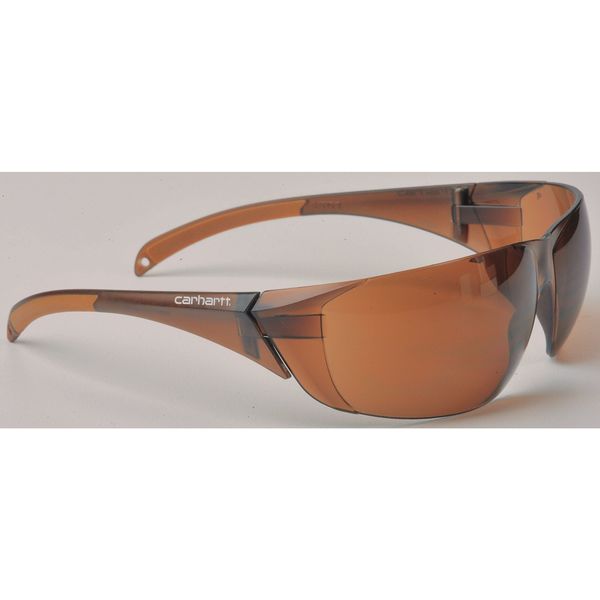 Safety Glasses, Wraparound Bronze Polycarbonate Lens, Scratch-Resistant