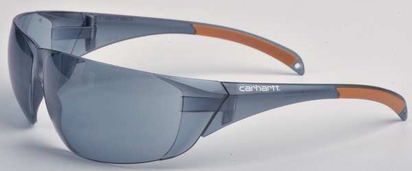 Safety Glasses, Wraparound Gray Polycarbonate Lens, Scratch-Resistant