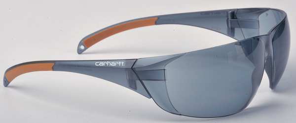 Safety Glasses, Wraparound Gray Polycarbonate Lens, Scratch-Resistant