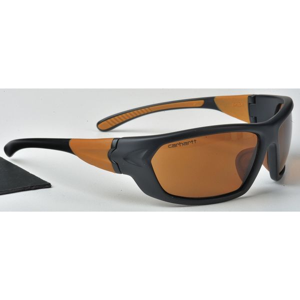 Safety Glasses, Wraparound Bronze Polycarbonate Lens, Scratch-Resistant