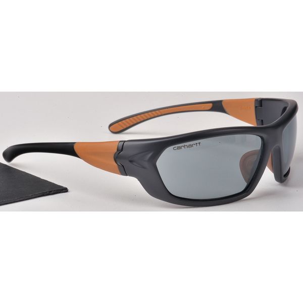 Safety Glasses, Wraparound Gray Polycarbonate Lens, Scratch-Resistant