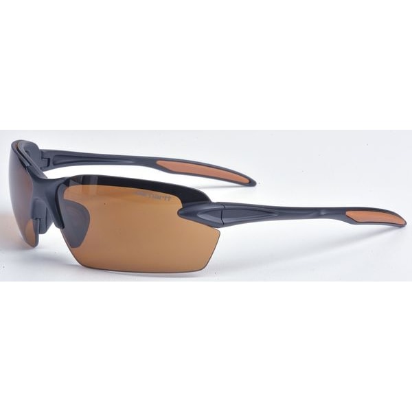 Safety Glasses, Wraparound Bronze Polycarbonate Lens, Scratch-Resistant