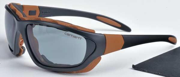 Safety Glasses, Wraparound Gray Polycarbonate Lens, Anti-Fog, Anti-Static, Scratch-Resistant