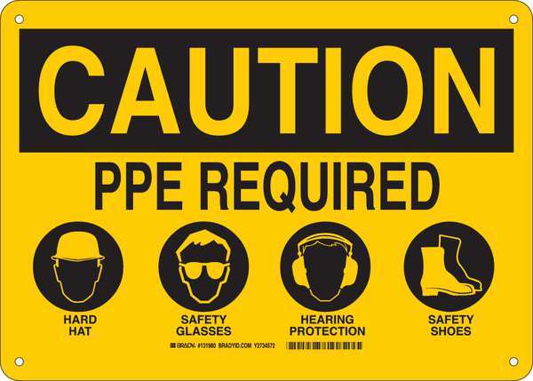 Caution Sign, 10in. H x 14in. W, Plastic, Width: 14