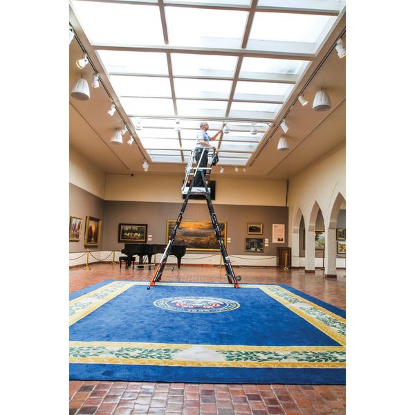 8 to 14 ft Fiberglass Adjustable Safety Cage Platform Stepladder