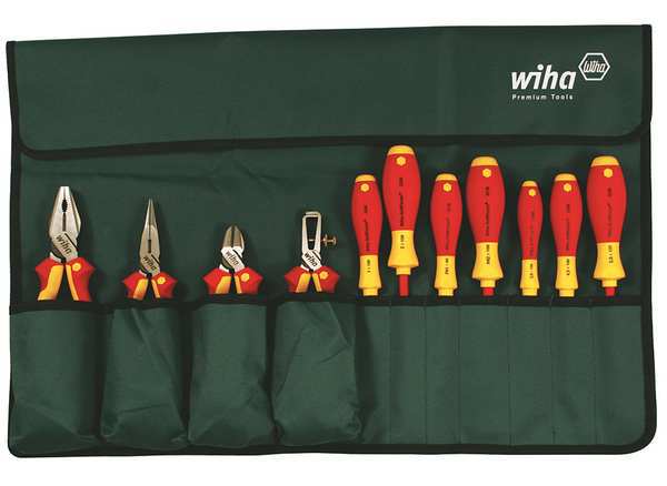 11 pc Insulated Tool Set, Roll-up Pouch, 7 Screwdrivers, 3 Pliers, SAE