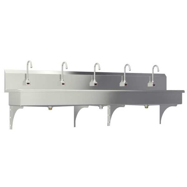 Wall Mount, 5 Hole, Battery Sensor, Stainless, Wash Station