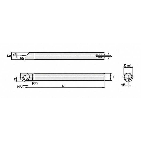 Indexable Boring Bar, QSRI50050R, 5.3780 in L, High Speed Steel, Triangle Insert Shape