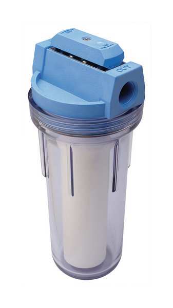 Water Filtration System, NPT, 5 micron, 1.5 gpm, 8,000 gal, 13 in H, Styrene Acrylonitrile, Clear