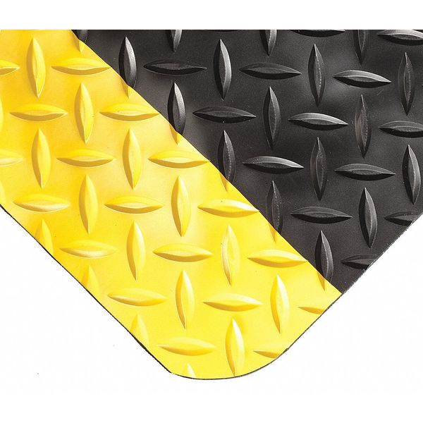 Antifatigue Runner, Black/Yellow, 65 ft. L x 3 ft. W, PVC Surface With Recycled Urethane Sponge