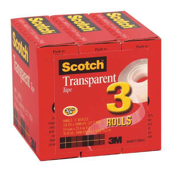 Office Tape, Polyolefin Backing, PK3