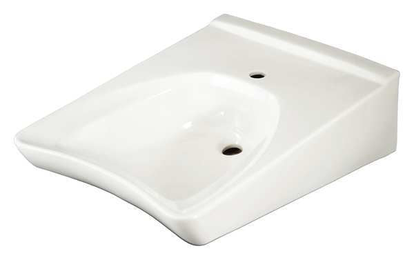 White Bathroom Sink, Vitreous China, Wall Mount Bowl Size 15