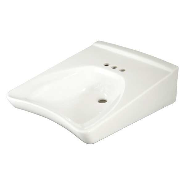 White Bathroom Sink, Vitreous China, Wall Mount Bowl Size 15
