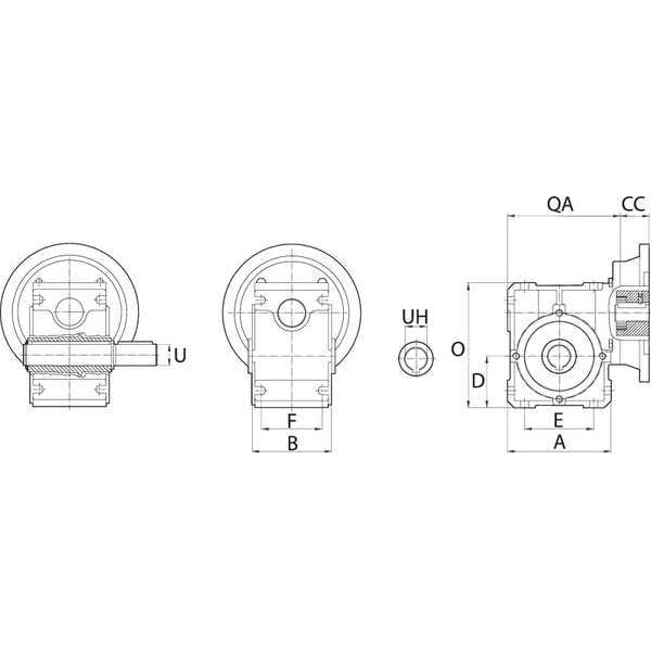 Speed Reducer, Right Angle, 56C, 100:1