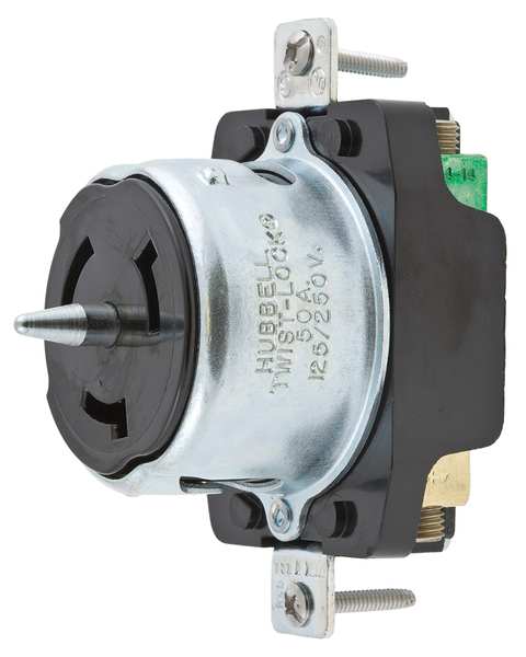 50A Twist-Lock Receptacle 3P 4W 250VAC BK