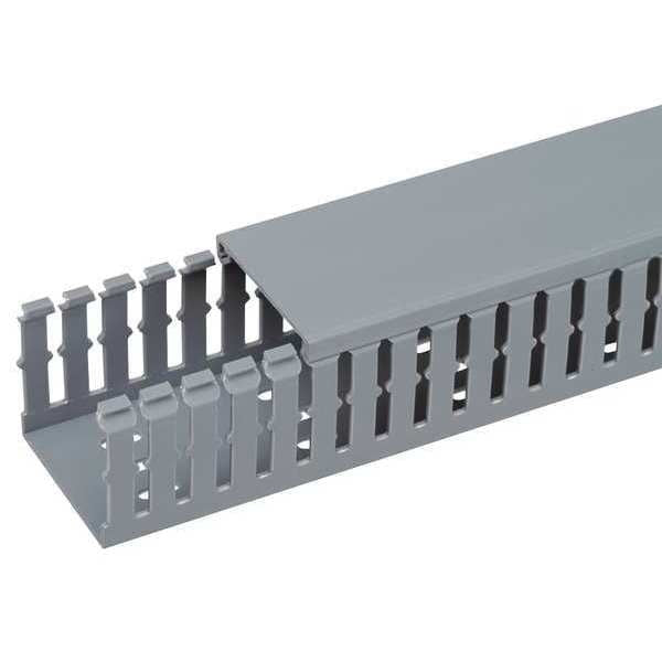 Wire Duct, Narrow Slot, Gray, 1.26 W x 2 D