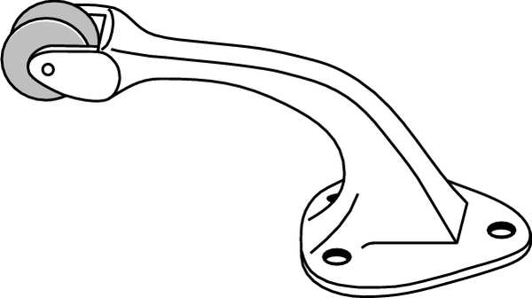 Curved Roller Stop, Solid Brass, Gray