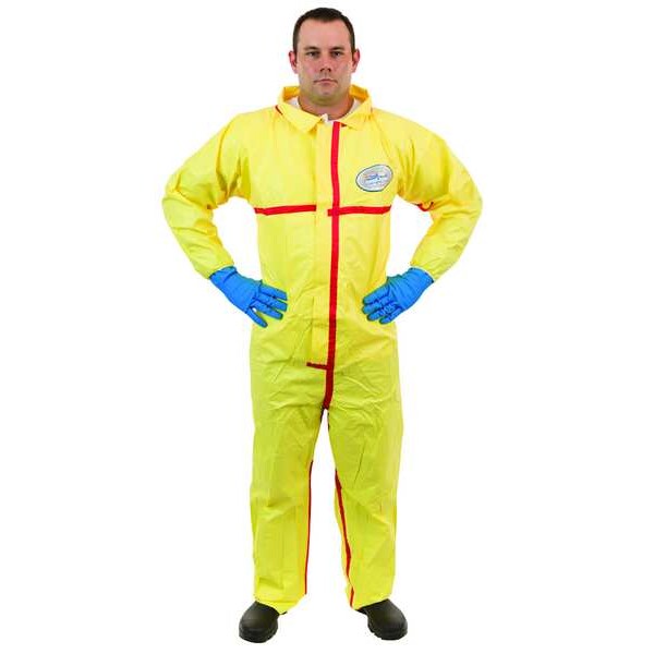 Collared Chemical Resistant Coveralls, Yellow, Zipper