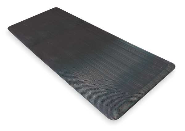 Antifatigue Mat, Black, 3 ft. L x 2 ft. W, Vinyl Surface With Dense Closed PVC Foam Base, 1/2