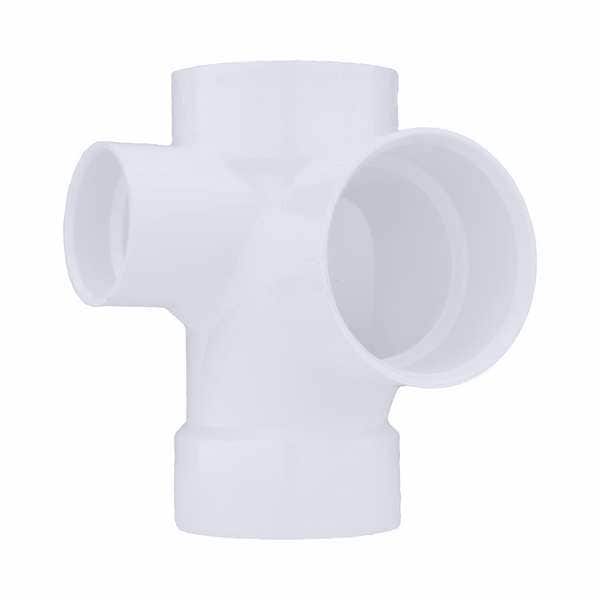 PVC Sanitary Tee, Hub, 4 in x 4 in x 4 in x 2 in Pipe Size