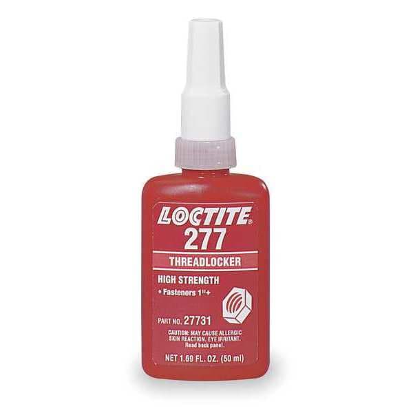 Threadlocker, LOCTITE 277, Red, High Strength, Liquid, 50 mL Bottle