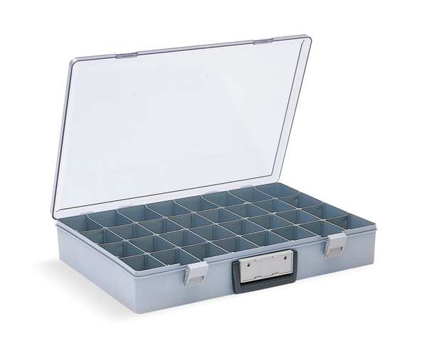 Adjustable Compartment Box with 8 to 32 compartments, Plastic, 3 in H x 18 1/2 in W