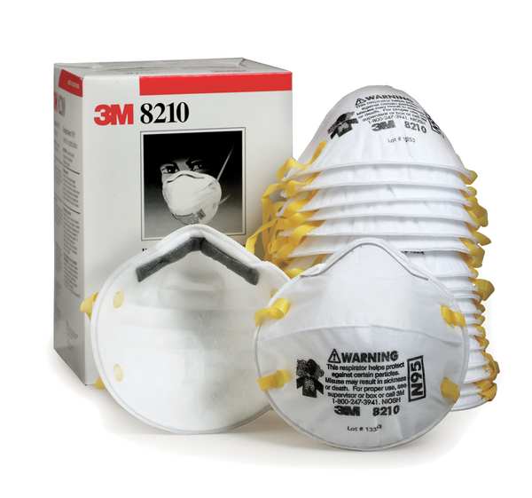 N95 Disposable Respirator, 8210, Dual Headstrap, Particulate Respirator, Nose Clip, Pack of 20