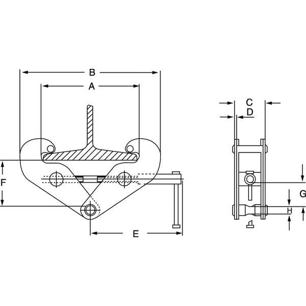 Beam Clamp, Vertical Lift, 6000 lb.