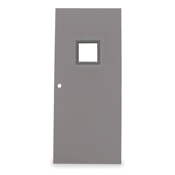 Vision Light Steel Door with Glass, 80 in H, 30 in W, 1 3/4 in Thick, 18-gauge, Type: 1