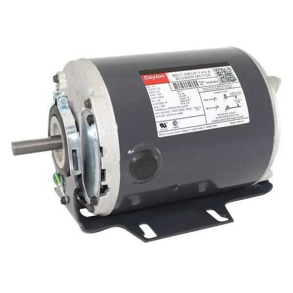 Split-Phase Belt Drive Motor, 1/3 HP, 48 Frame, 115V AC Voltage, 1,725 Nameplate RPM
