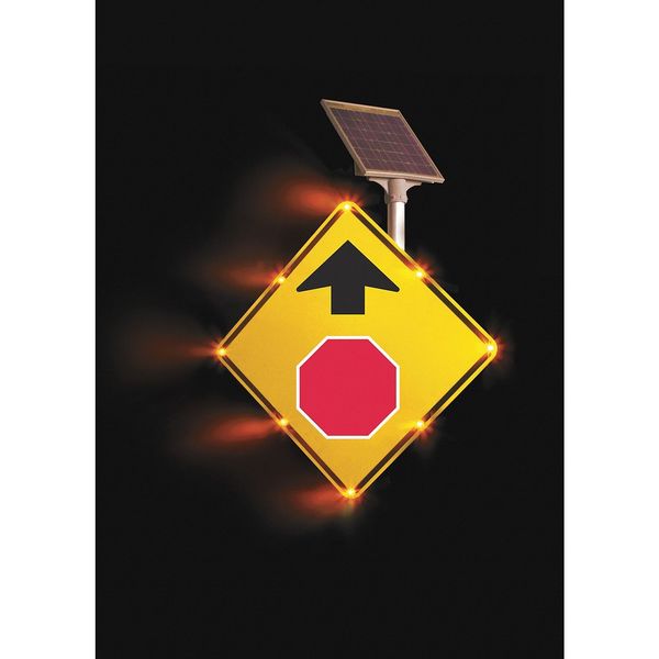 LED Sign, Stop Sign Ahead, 30 x 30 In