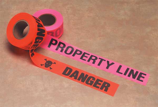 Flagging Tape, Orange Glo/Black, 150 ft