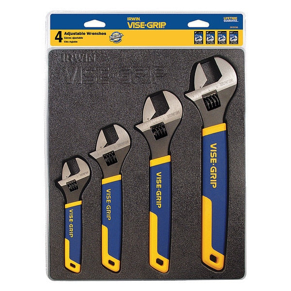 Vise-Grip Adjustable Wrench Set, 6 in, 8 in, 10 in, 12 in, Chrome, 4-Piece