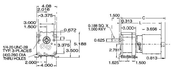 AC Gearmotor, 30 rpm, TEFC, 115V