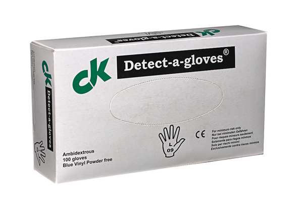 Disposable Gloves, Vinyl, Powder Free, Blue, L, 100 PK