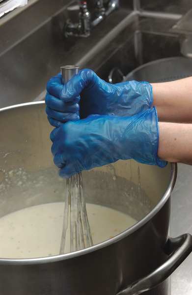 Disposable Gloves, Vinyl, Powder Free, Blue, XL, 100 PK