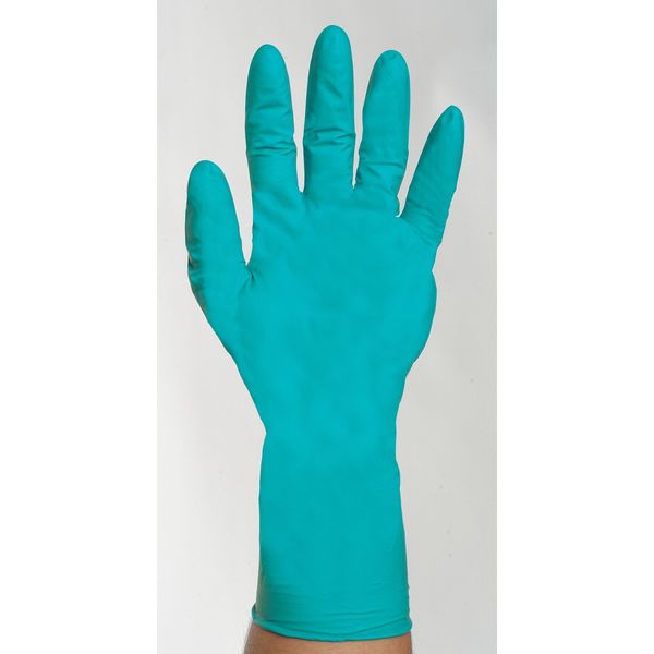 Fully Textured Exam Gloves, Nitrile, Powder Free, Green, M, 50 PK