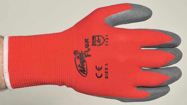 Latex Coated Gloves, Palm Coverage, Red/Gray, M, PR