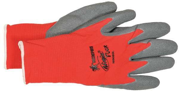 Latex Coated Gloves, Palm Coverage, Red/Gray, M, PR