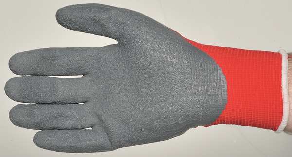 Latex Coated Gloves, Palm Coverage, Red/Gray, M, PR