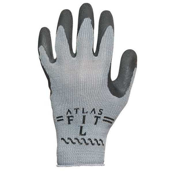 Natural Rubber Latex Coated Gloves, Palm Coverage, Black/Gray, M, PR